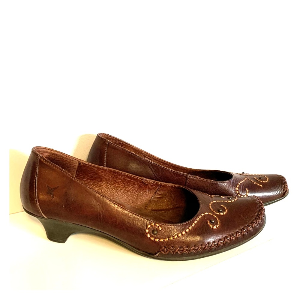 Pikolinos stitched heel size 38 leather shoe brown
